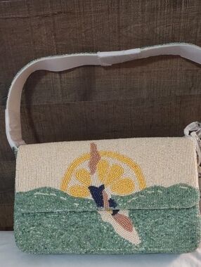 NWT Viral Limoncello Beaded Cocktail Shoulder Bag Lemon Diver. Made In India